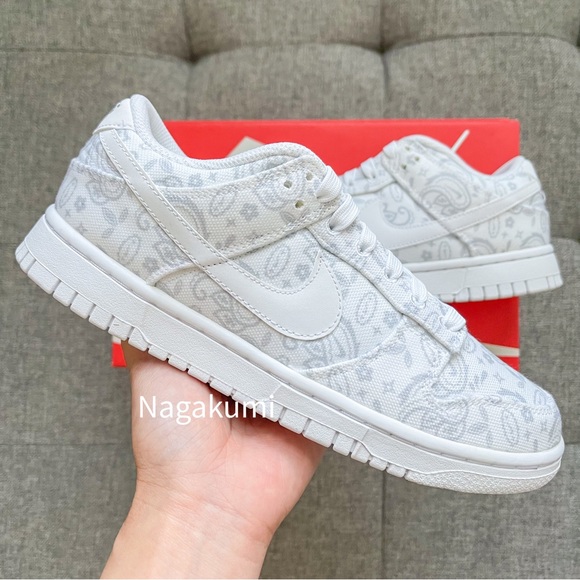 Nike Shoes - 🐰 Nike dunk low white grey  paisley bandana shoes